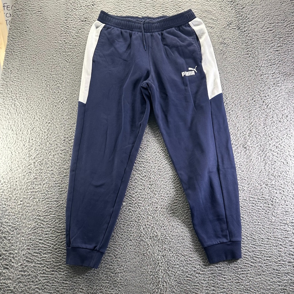 Puma Power Sweatpant Mens L Blue Jogger Tapered Stretch Performance Basketball